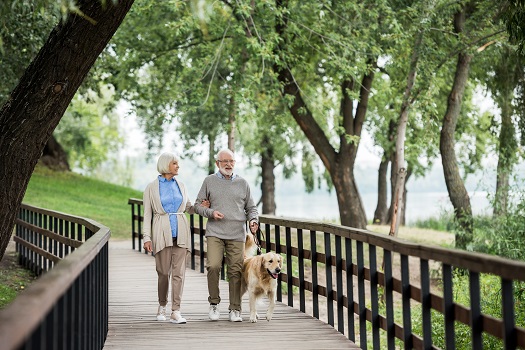 Couple walking outdoors